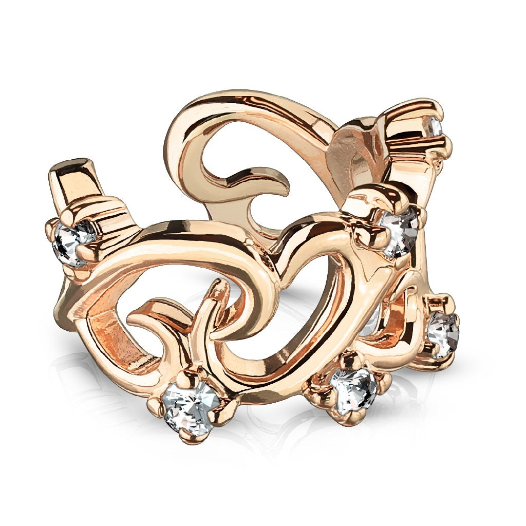 Non-Piercing Linked Filigree Tribal Hearts Faux Cartilage Clip-On Wrap Ring
- Rhodium or 14Kt. Gold Plated Brass