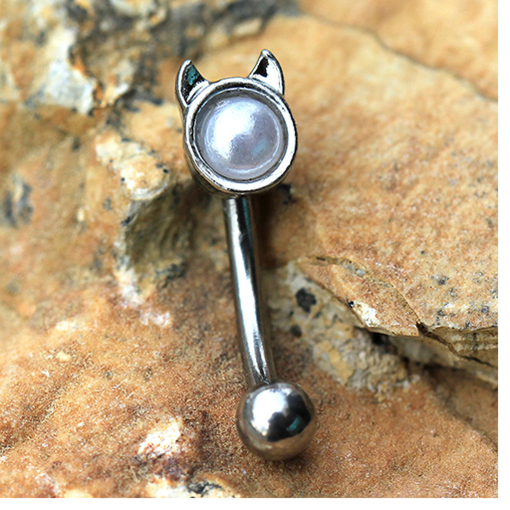 Devil Eyebrow Curved Barbell Ring - Stainless Steel