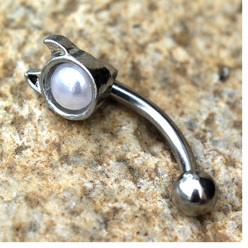Devil Eyebrow Curved Barbell Ring - Stainless Steel