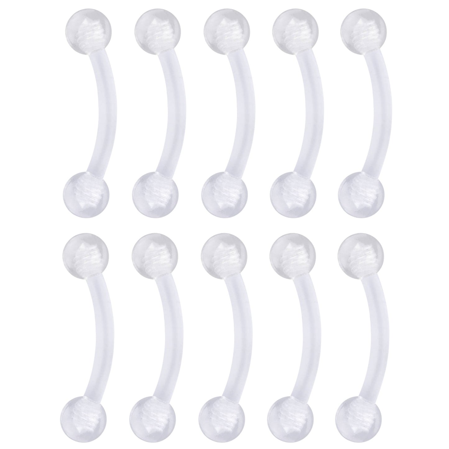 Set of 10 Bioflex Eyebrow Curved Barbell Retainers