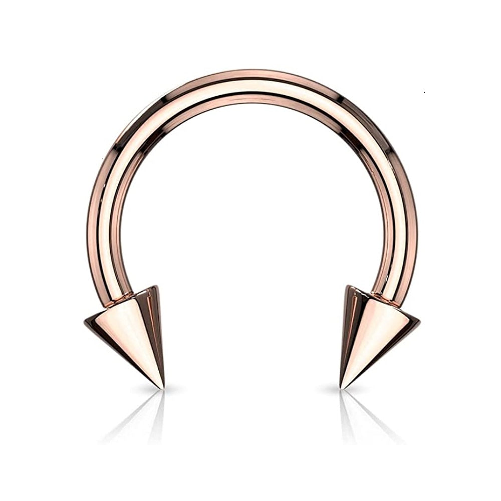 Spike Ends Circular Horseshoe Barbell
- Rose Gold Plated Stainless Steel
