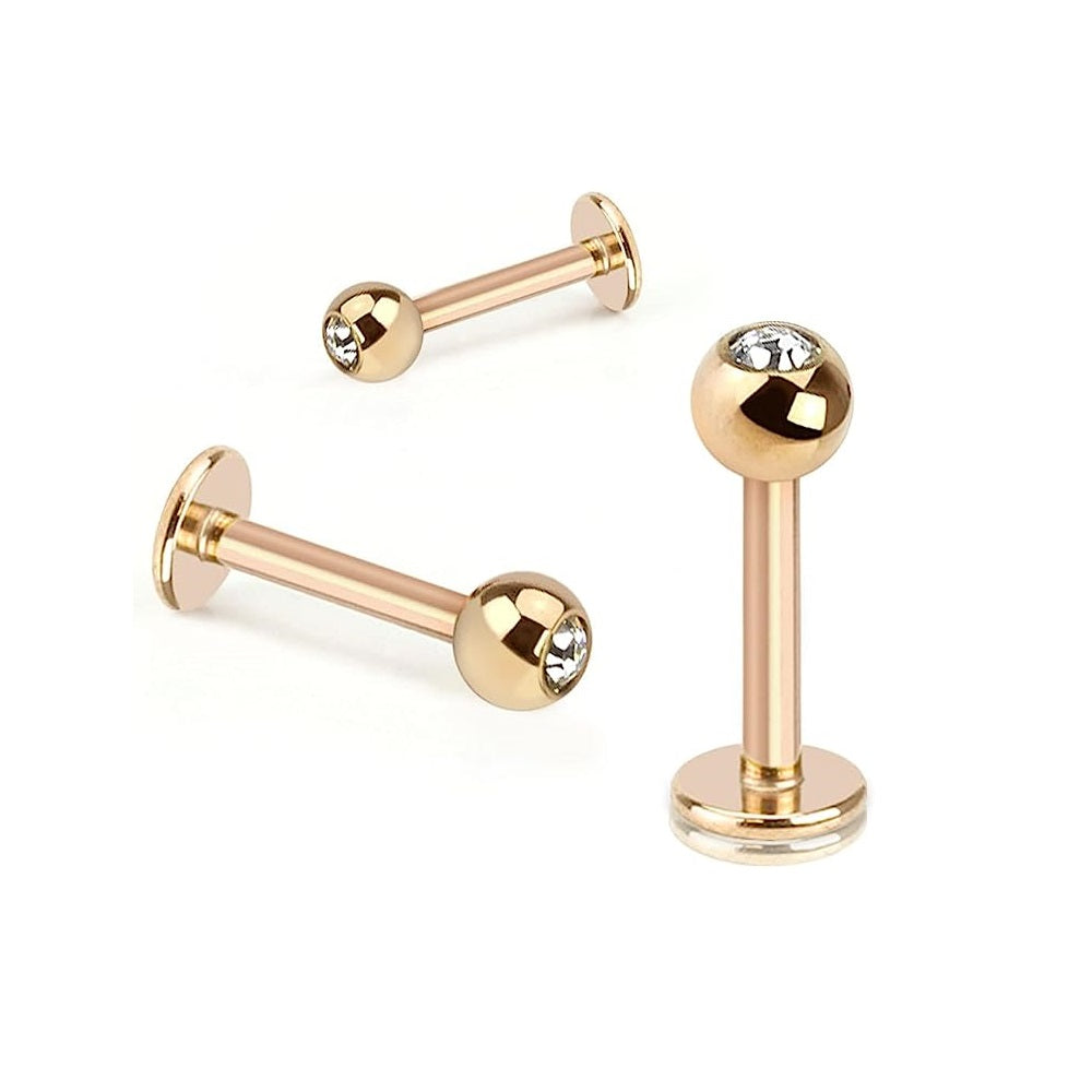 CZ Crystal Ball Top Lip Cartilage Tragus Stud
- Rose Gold Plated Stainless Steel