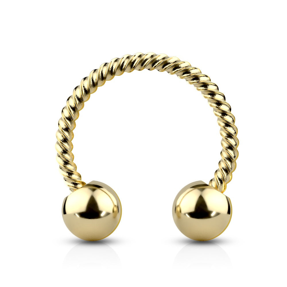 Twisted Rope Septum Cartilage Helix Daith Circular Horseshoe Barbell
- 316L Stainless Steel