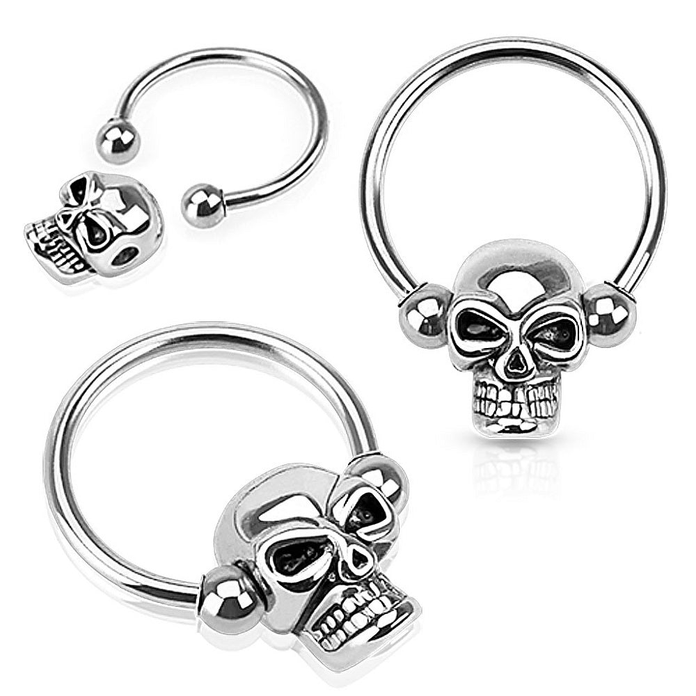 Skull Captive Bead Nipple Rings - 316L Surgical Steel - Pair