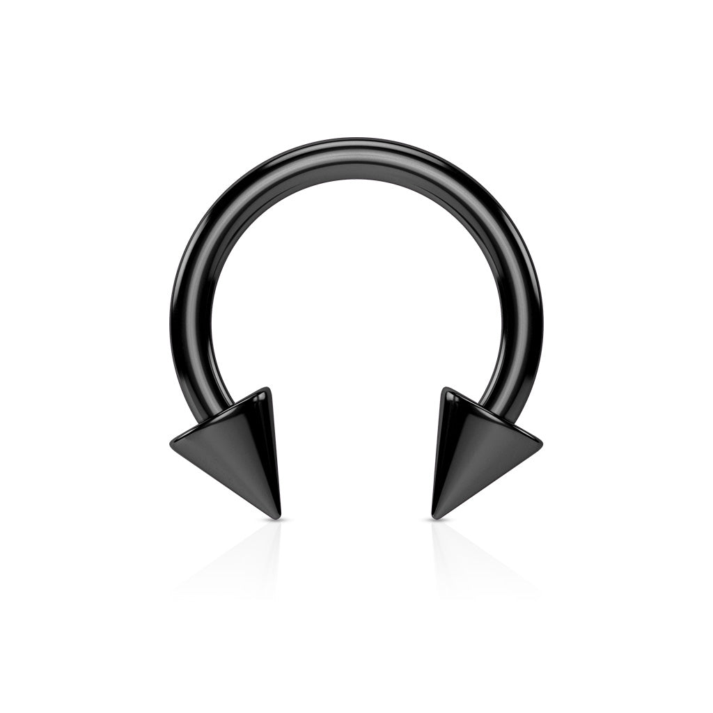 Spike Cone Ends Horseshoe Circular Barbell - Titanium Plated 316L Surgical Steel