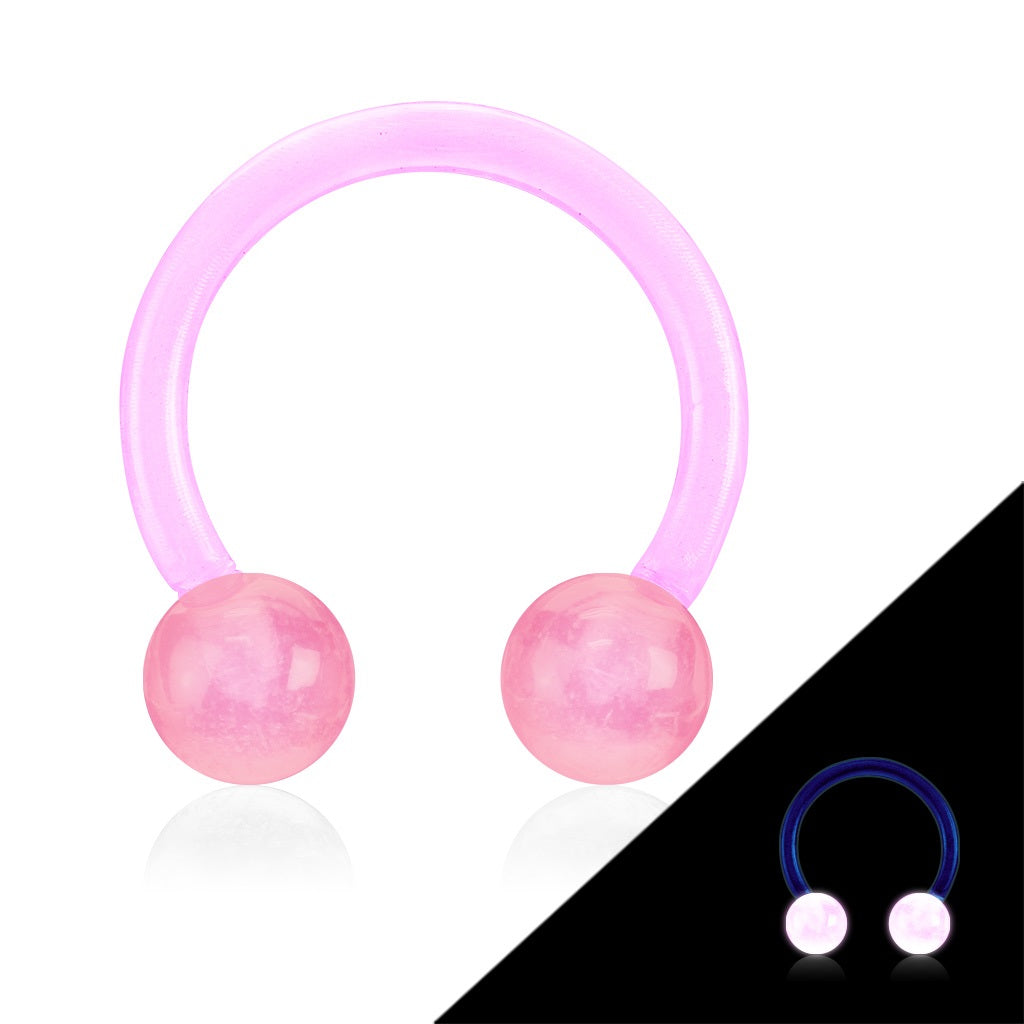 Glow in The Dark Flexible Horseshoe Circular Barbells
 - Pair