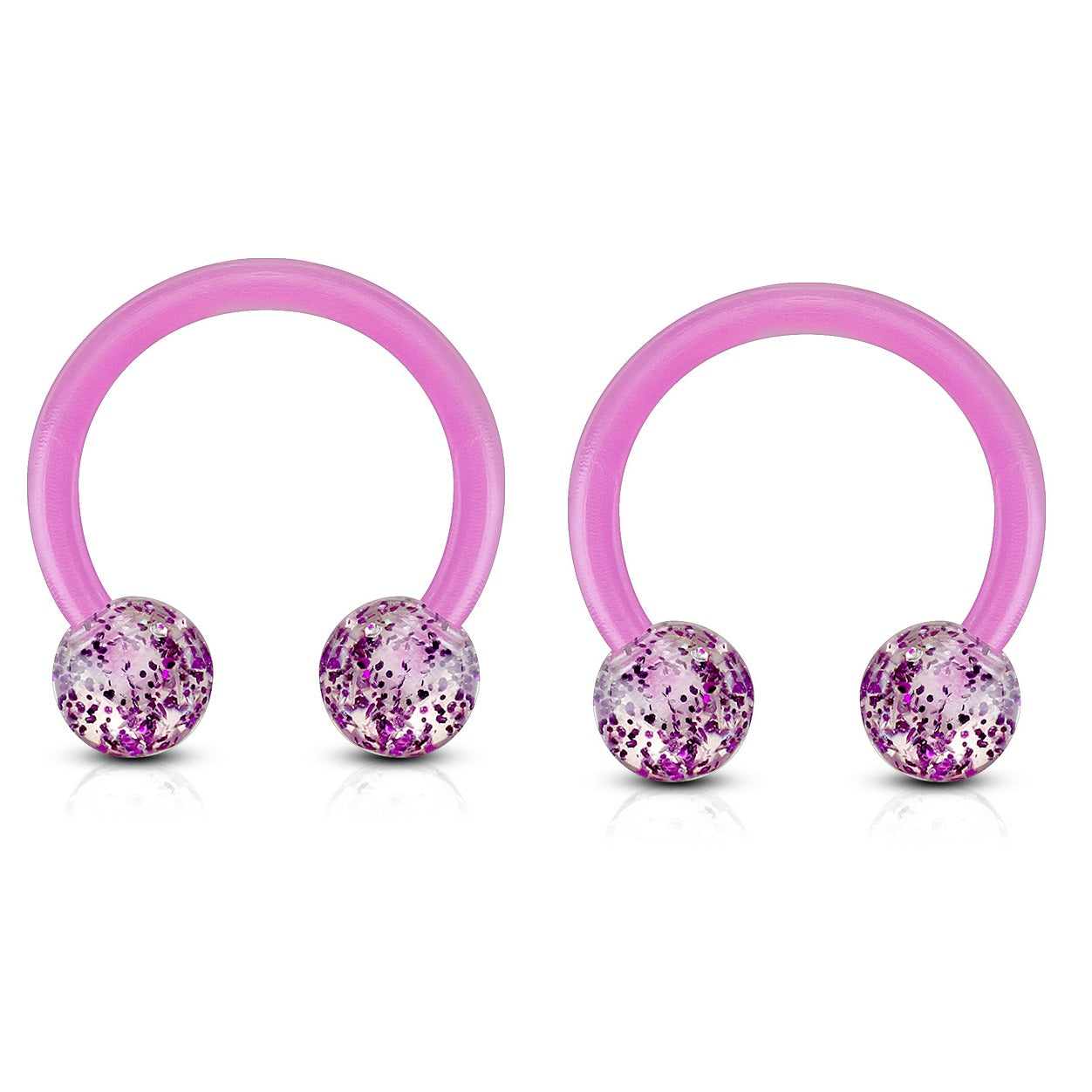 Ultra Glitter Ball Ends Flexible Horseshoe Circular Barbells - Acrylic