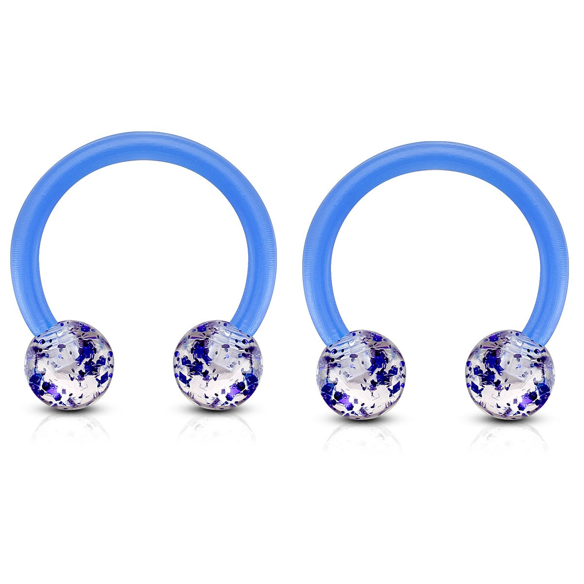 Ultra Glitter Ball Ends Flexible Horseshoe Circular Barbells - Acrylic