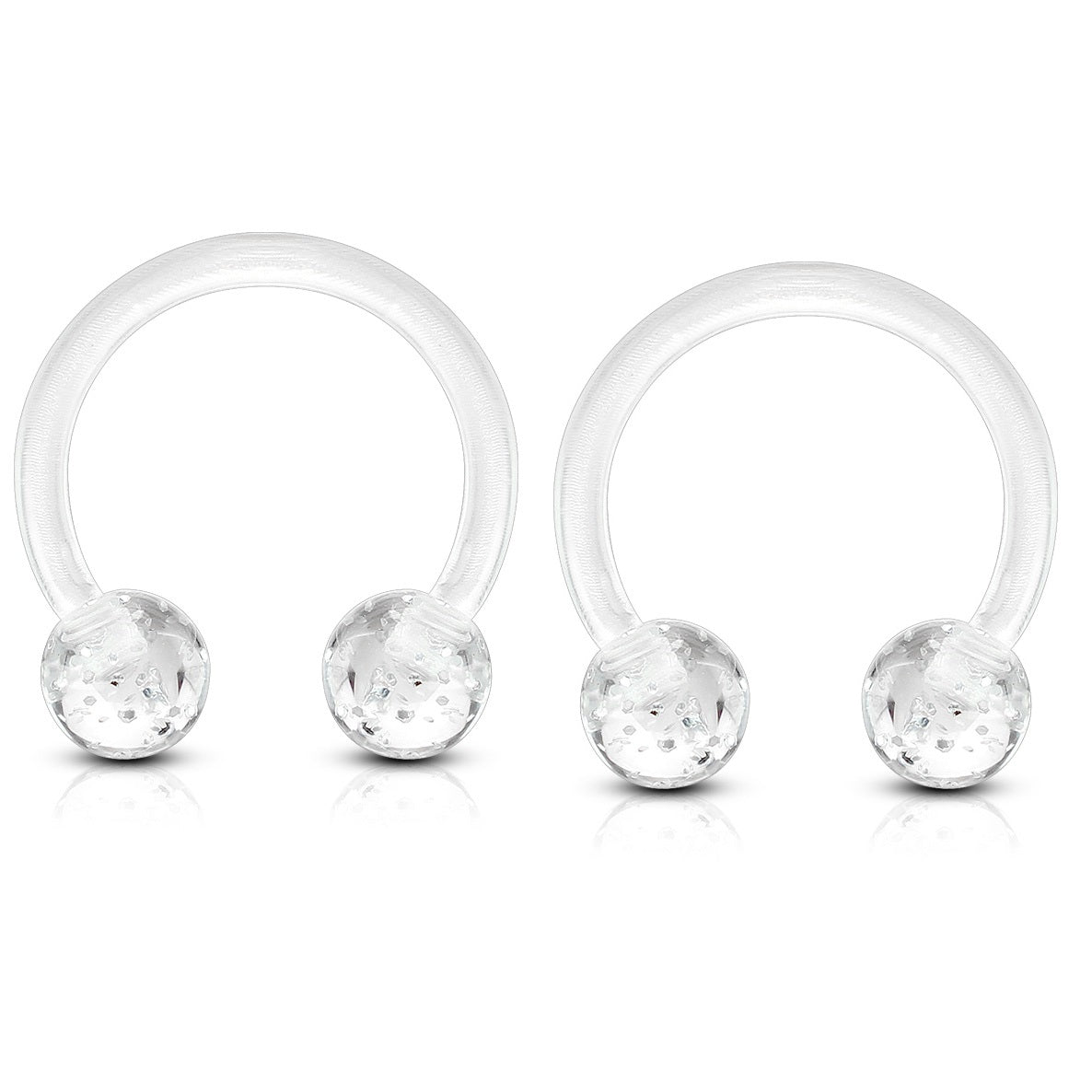 Ultra Glitter Ball Ends Flexible Horseshoe Circular Barbells - Acrylic