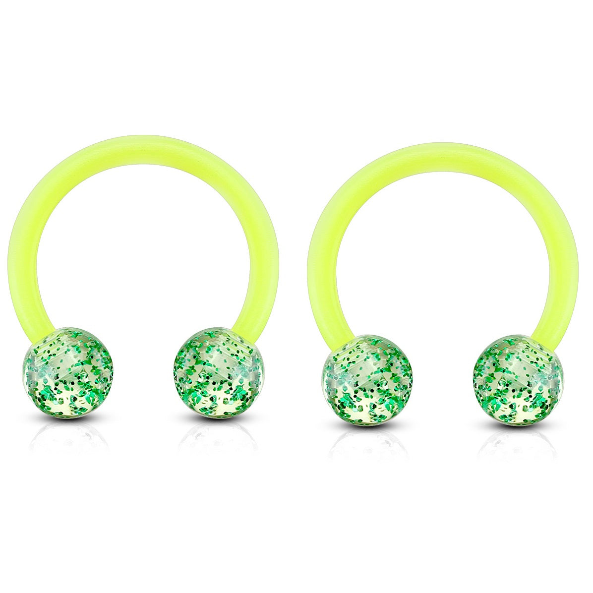 Ultra Glitter Ball Ends Flexible Horseshoe Circular Barbells - Acrylic