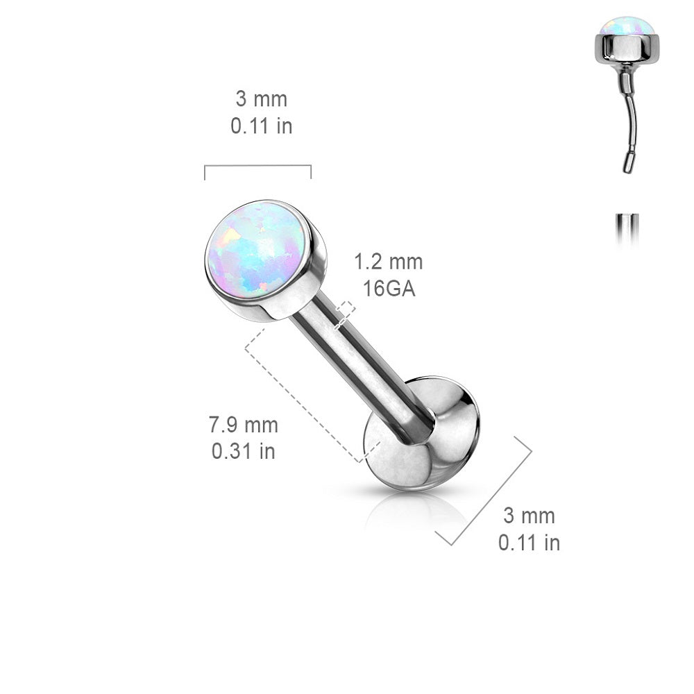 Threadless Push-in Synthetic Opal Flat Top Stud - Stainless Steel