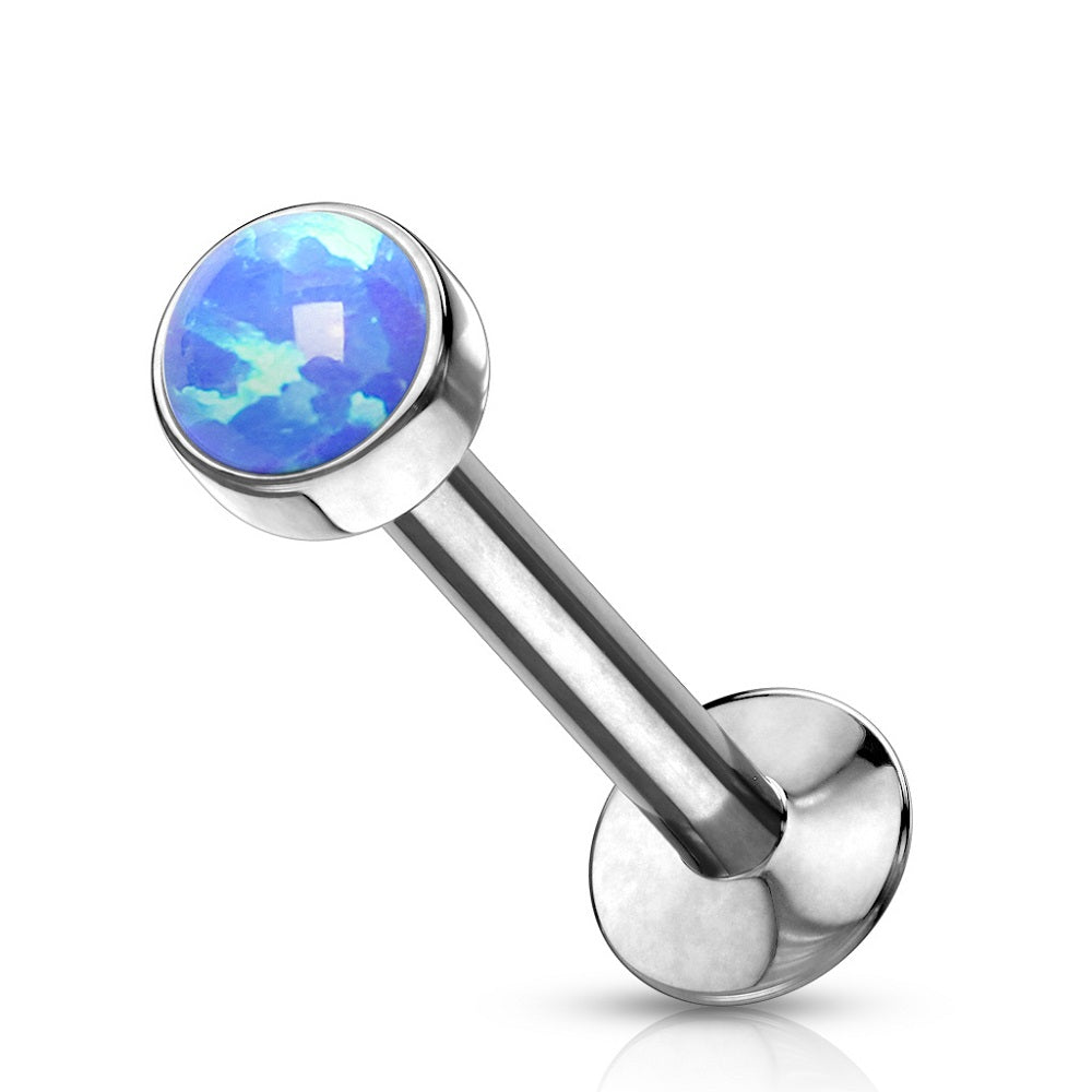 Threadless Push-in Synthetic Opal Flat Top Stud - Stainless Steel