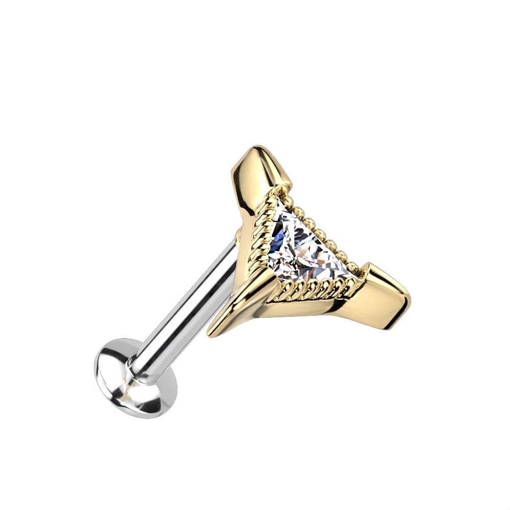 Triangle CZ Crystal Threadless Push-in Stud - 316L Stainless Steel