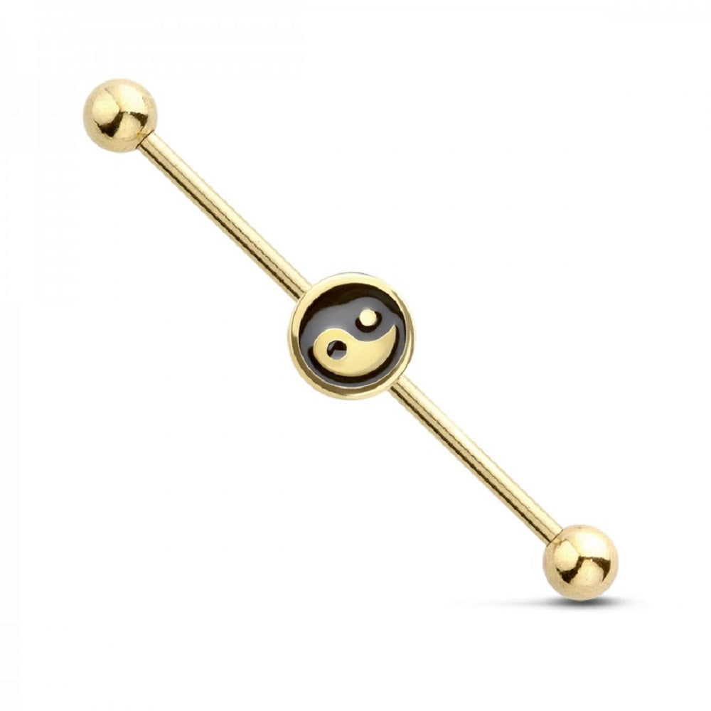 Ying Yang Balance of Life Industrial Barbell - 316L Stainless Steel