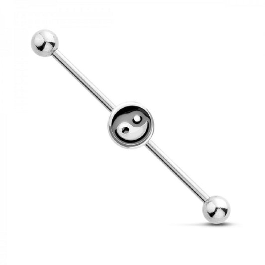 Ying Yang Balance of Life Industrial Barbell - 316L Stainless Steel