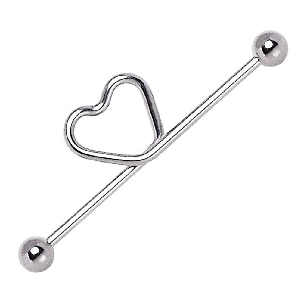Curved Heart Industrial Barbell - Stainless Steel