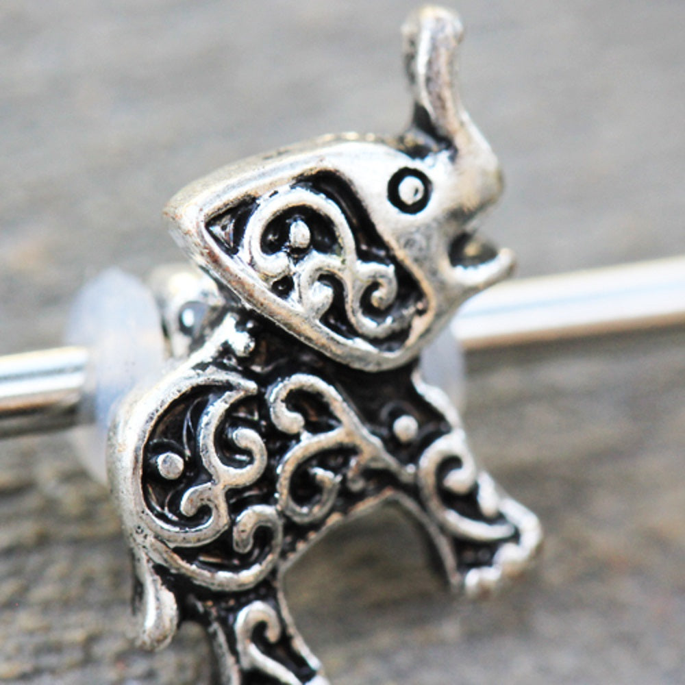 Henna Elephant Industrial Barbell - 316L Surgical Steel