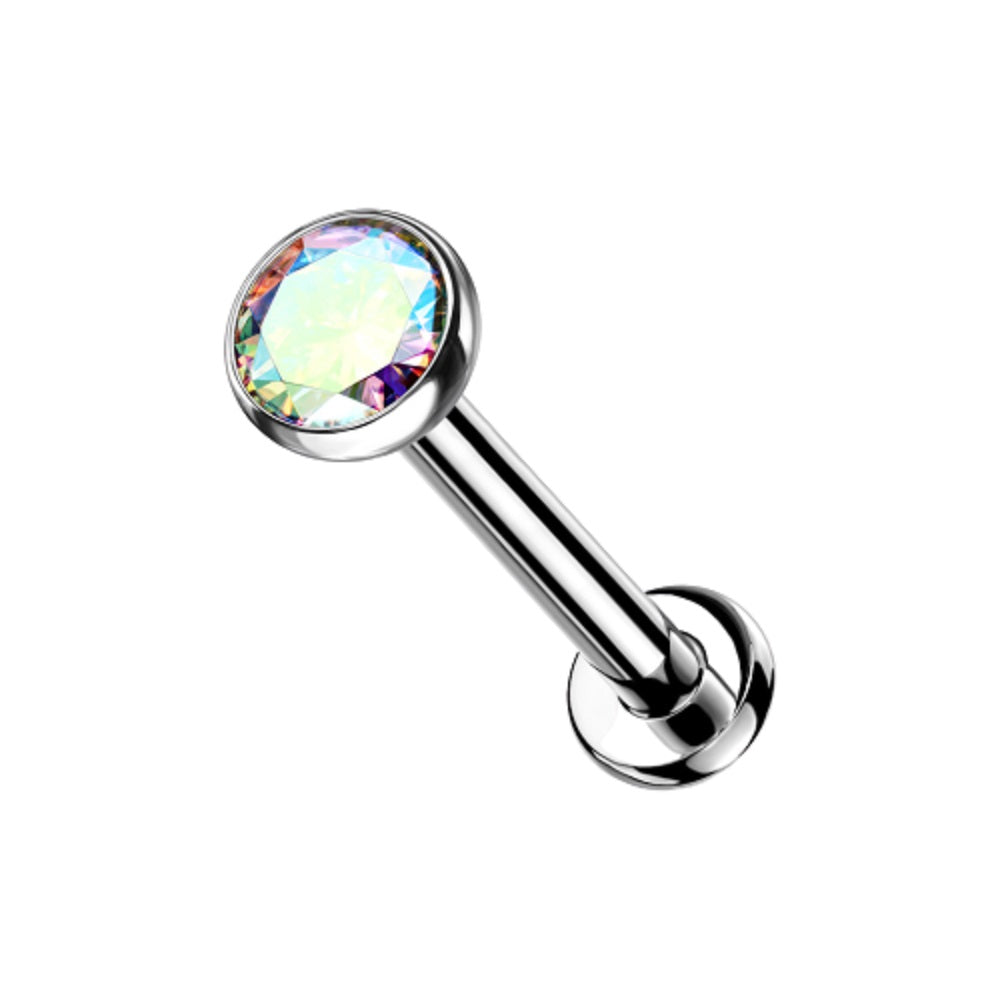 Threadless Push-in Crystal Flat Back Stud - Implant Grade Titanium