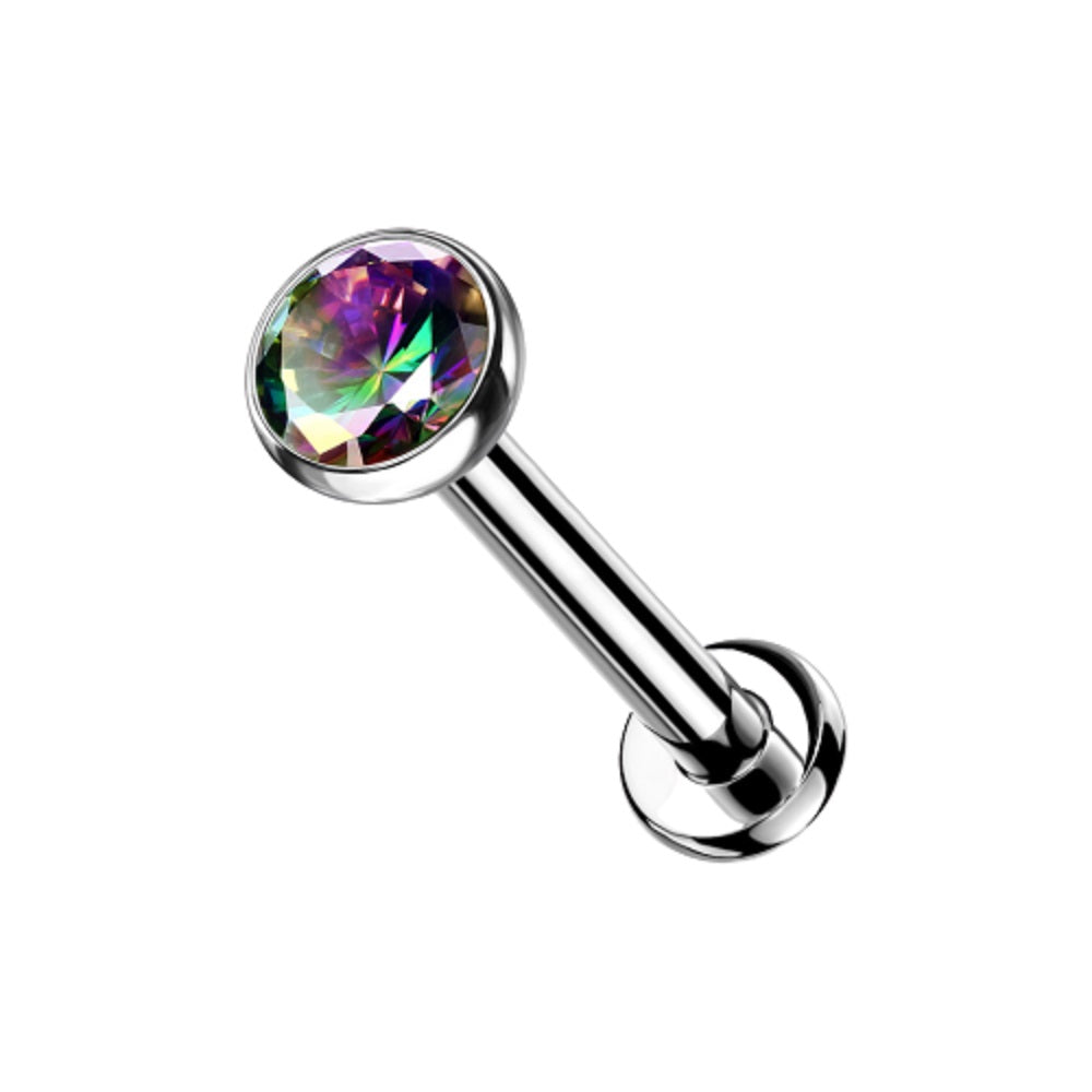 Threadless Push-in Crystal Flat Back Stud - Implant Grade Titanium