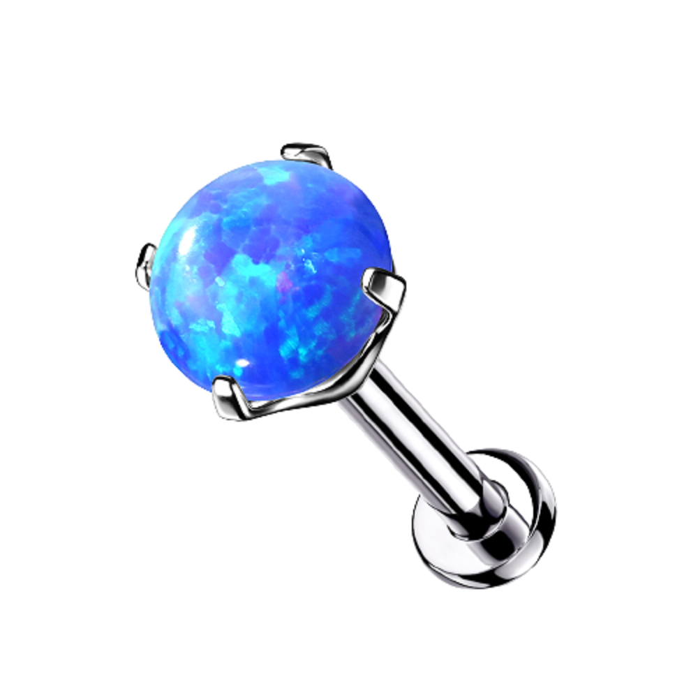 Threadless Push-in Prong Set Synthetic Opal Barbell Stud - G23 Implant Grade Titanium