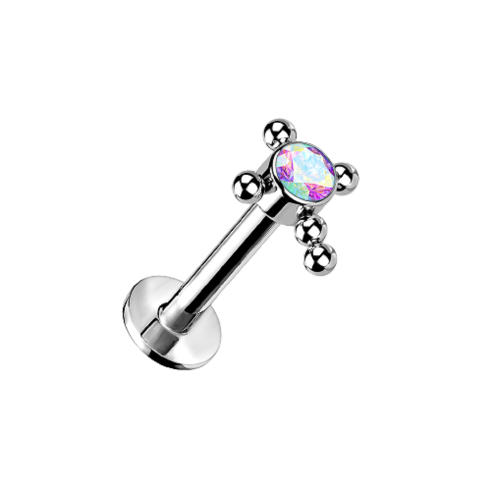 Gem Centered Ball Cross Threadless Push in Stud
- G23 Implant Grade Titanium