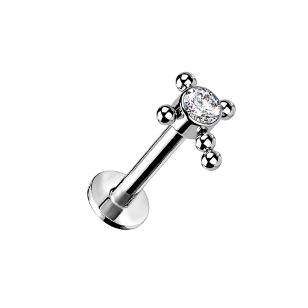 Gem Centered Ball Cross Threadless Push in Stud
- G23 Implant Grade Titanium