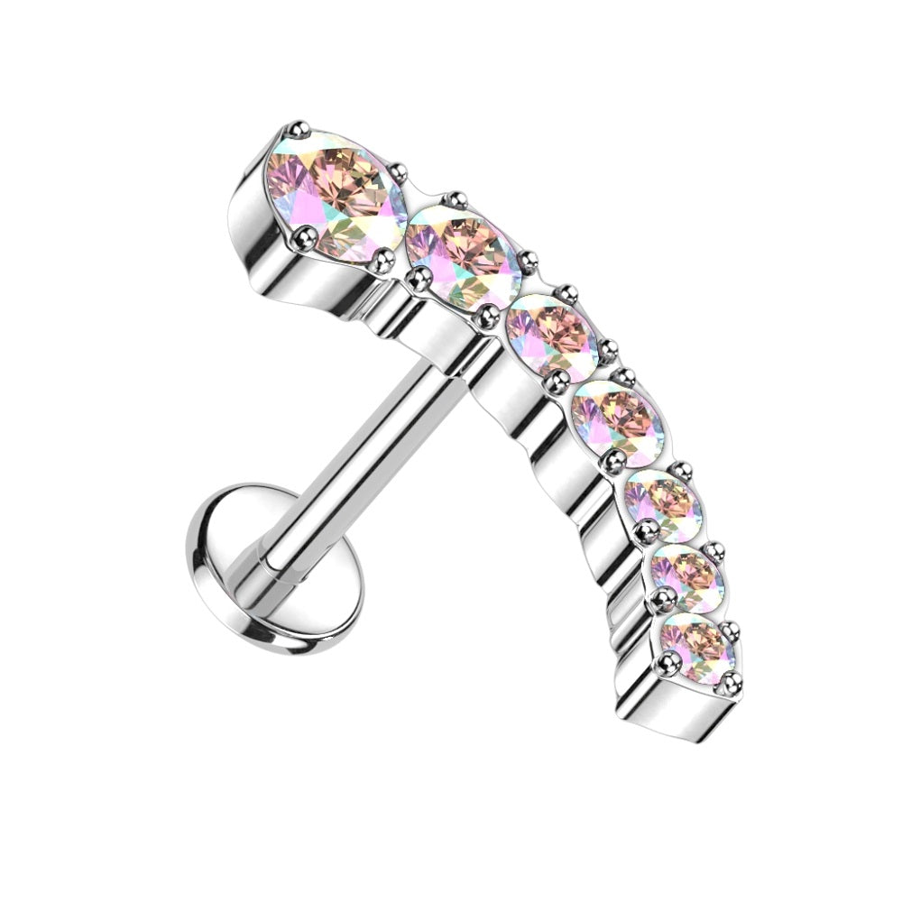 Threadless Push-in Descending CZ Crystal Curved Top Flat Back Stud
- F136 Implant Grade Titanium