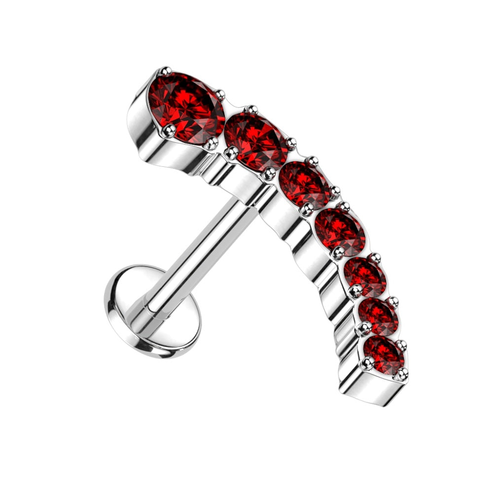 Threadless Push-in Descending CZ Crystal Curved Top Flat Back Stud
- F136 Implant Grade Titanium