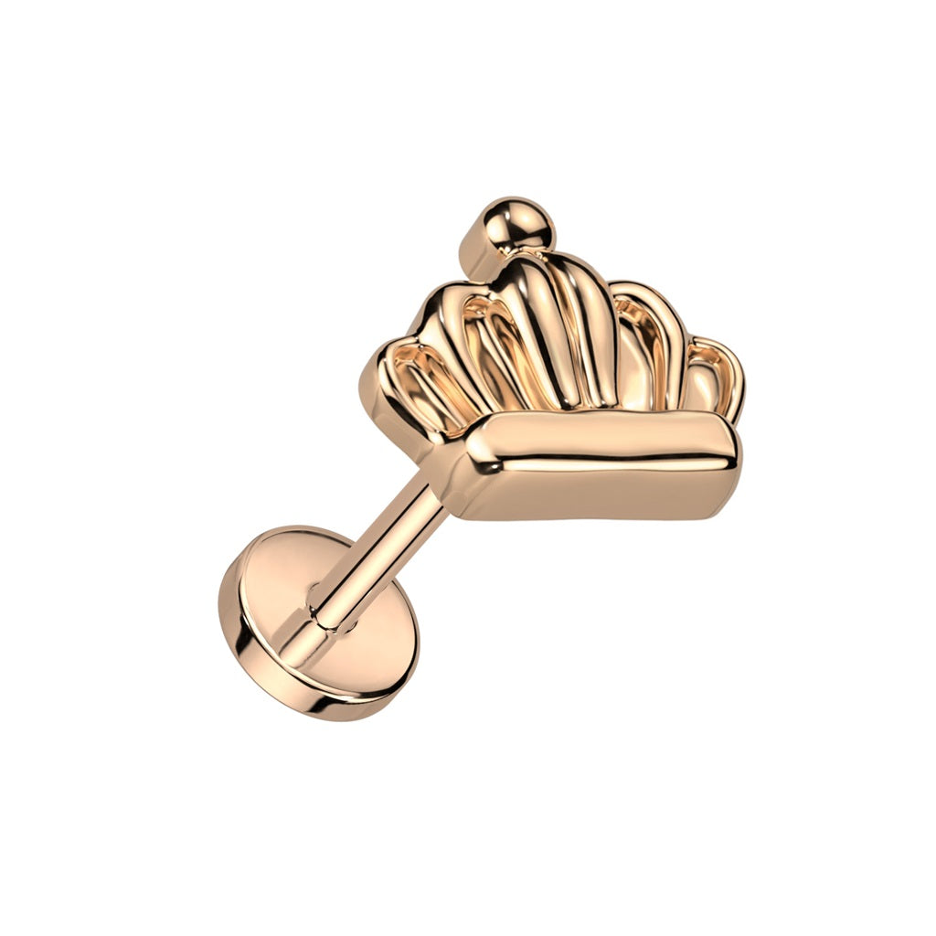 Crown Top Threadless Push-In Labret Stud - F136 Implant Grade Titanium