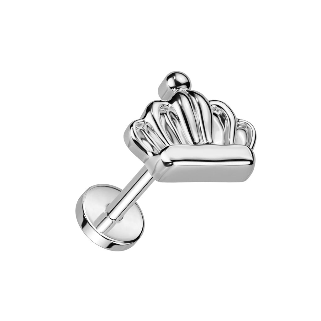 Crown Top Threadless Push-In Labret Stud - F136 Implant Grade Titanium