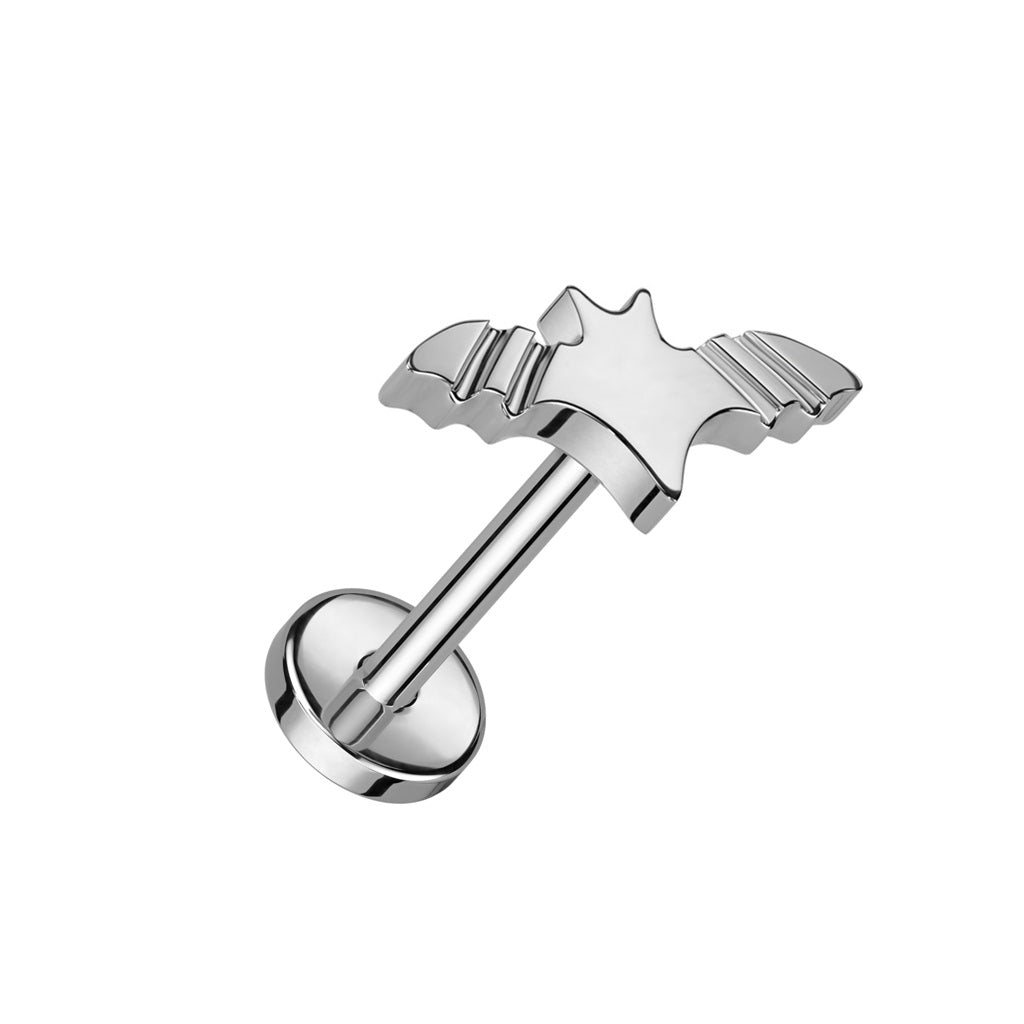Bat Top Threadless Push-In Labret Stud - F136 Implant Grade Titanium