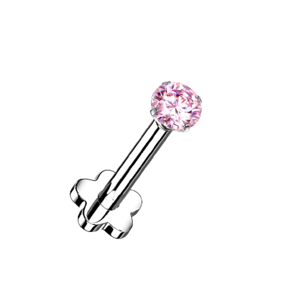 Prong Set CZ Crystal Threadless Push In Flower Base Stud
- G23 Implant Grade Titanium