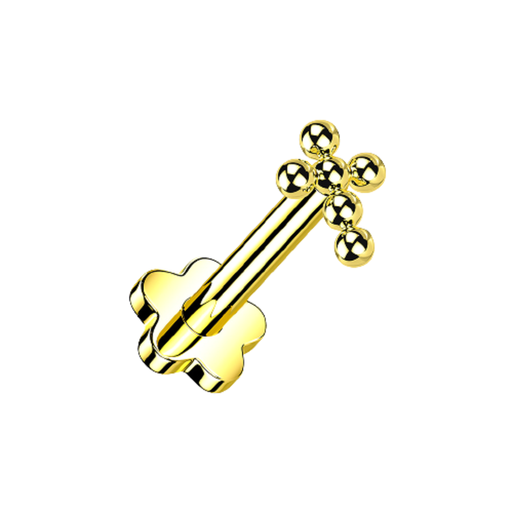 Ball Cross Top Threadless Push in Flower Base Stud
- G23 Implant Grade Titanium