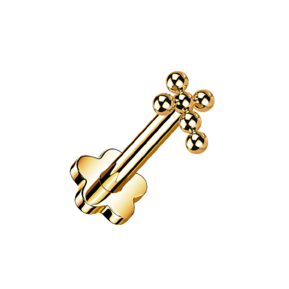 Ball Cross Top Threadless Push in Flower Base Stud
- G23 Implant Grade Titanium