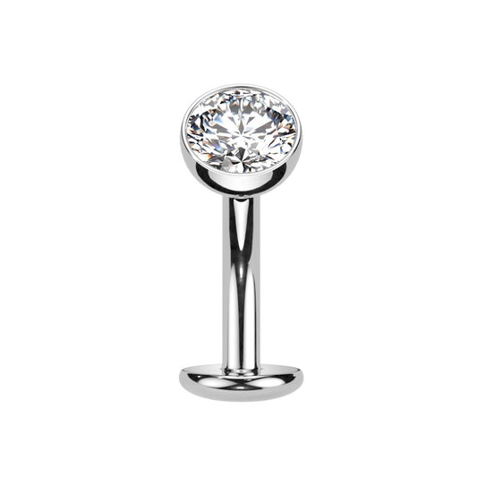 Threadless Convex Base CZ Crystal Floating Belly Button Ring - F136 Implant Grade Titanium