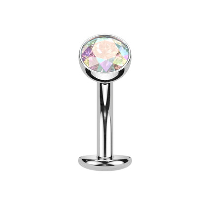 Threadless Convex Base CZ Crystal Floating Belly Button Ring - F136 Implant Grade Titanium