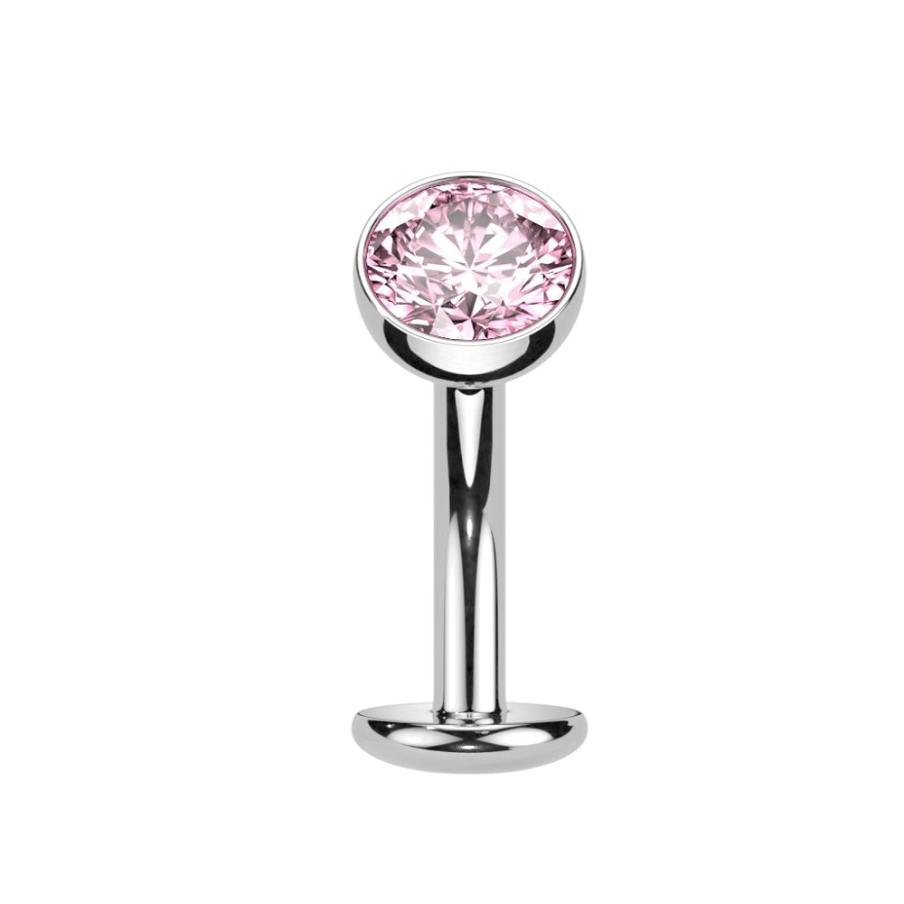 Threadless Convex Base CZ Crystal Floating Belly Button Ring - F136 Implant Grade Titanium