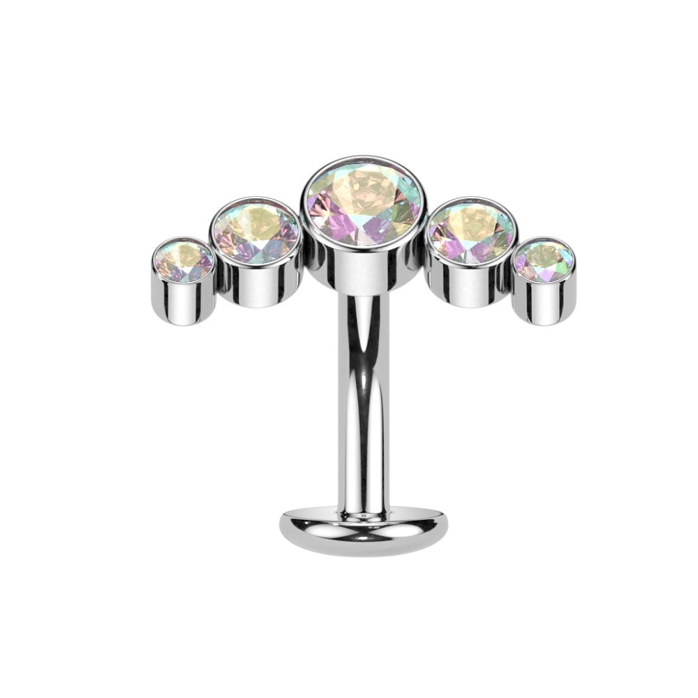 Threadless Convex Base CZ Crystal Curve Top Floating Belly Button Ring - F136 Implant Grade Titanium