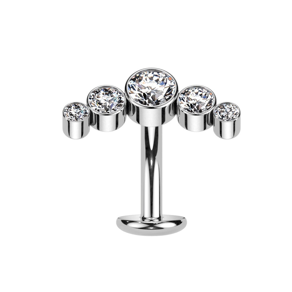 Threadless Convex Base CZ Crystal Curve Top Floating Belly Button Ring - F136 Implant Grade Titanium