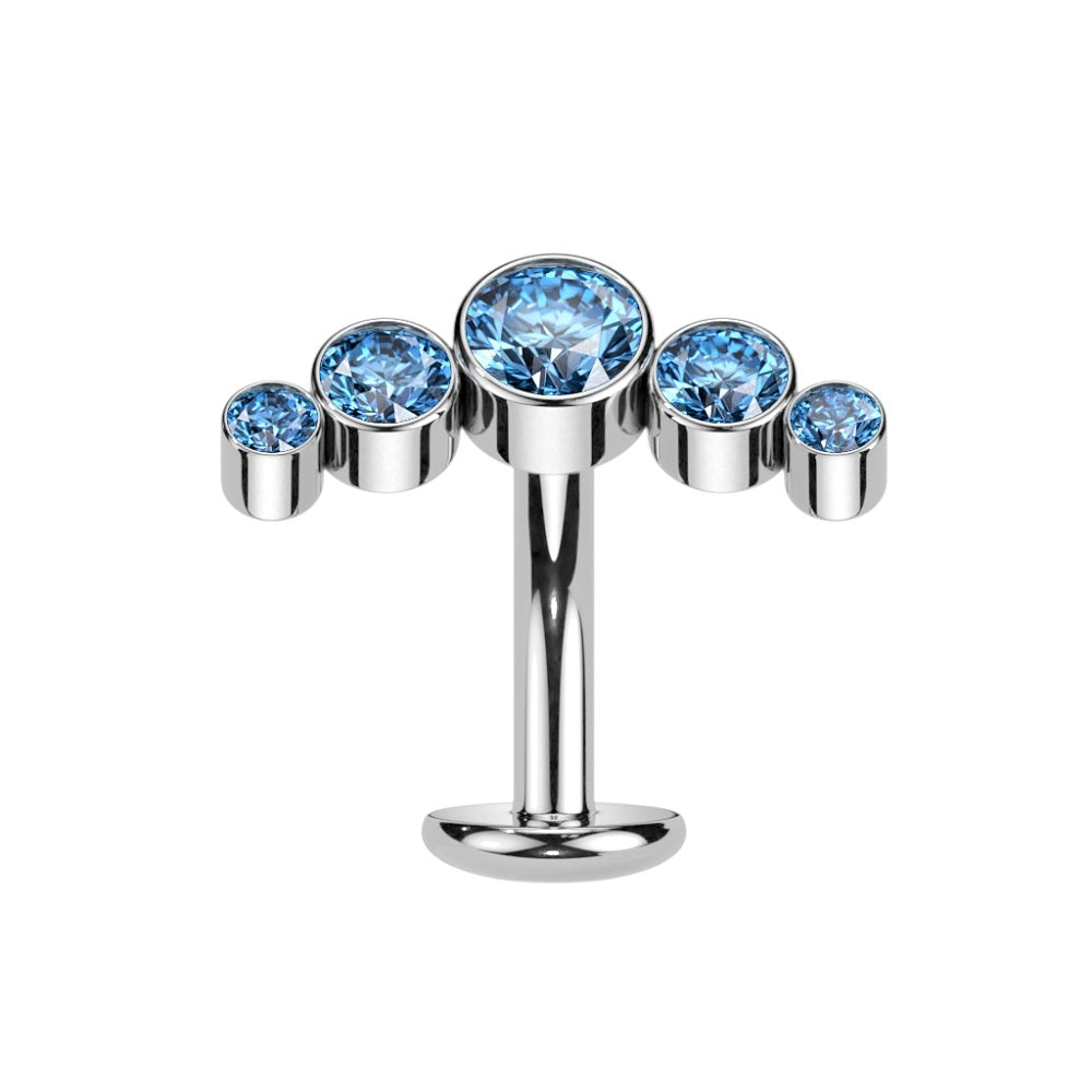 Threadless Convex Base CZ Crystal Curve Top Floating Belly Button Ring - F136 Implant Grade Titanium