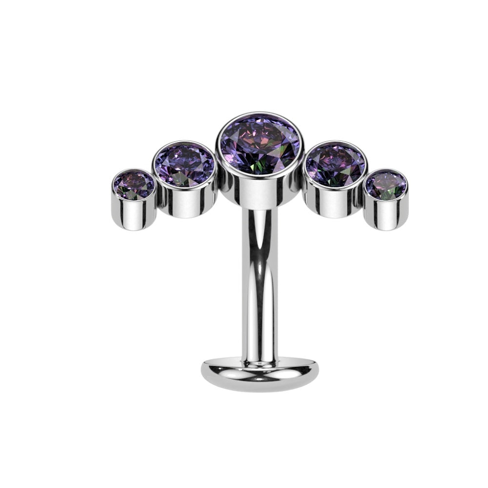 Threadless Convex Base CZ Crystal Curve Top Floating Belly Button Ring - F136 Implant Grade Titanium