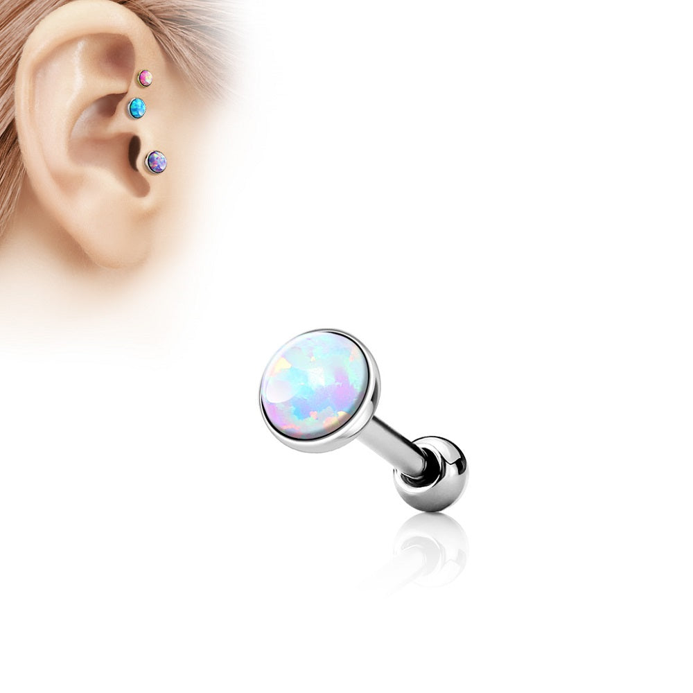 Set of 3 Opal Set Flat Top Barbells - 316L Surgical Steel