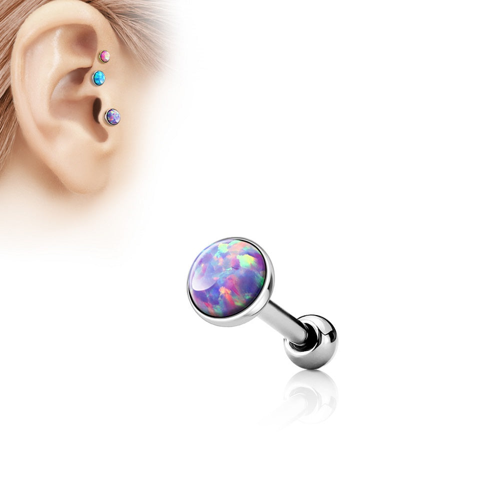 Set of 3 Opal Set Flat Top Barbells - 316L Surgical Steel
