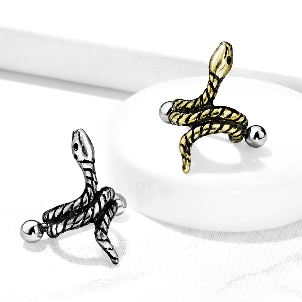 Coiled Snake Cartilage Helix Cuff Earring - 316L Stainless Steel