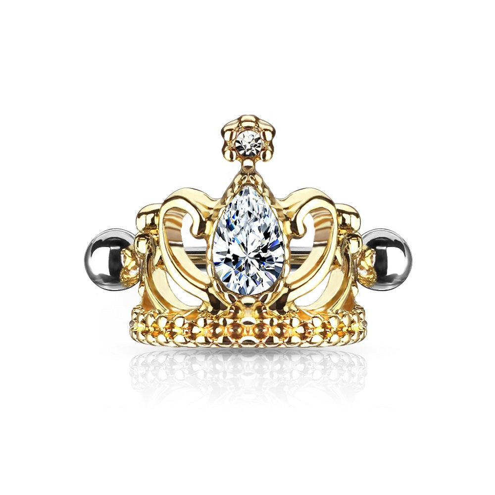 Tear Drop CZ Crystal Tiara Cartilage Helix Cuff Earring - 316L Stainless Steel