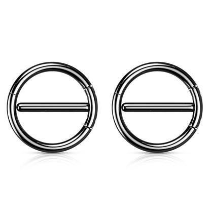 Dual Hinged Nipple Rings - Stainless Steel - Pair
