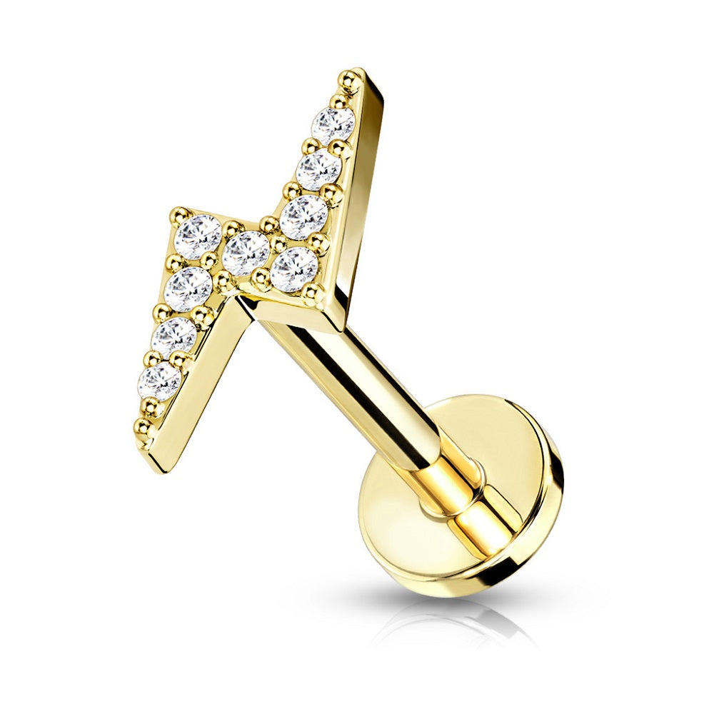 Internally Threaded Triple Marquise CZ Crystal Top Flat Back Lip Cartilage Tragus Stud
- 316L Stainless Steel