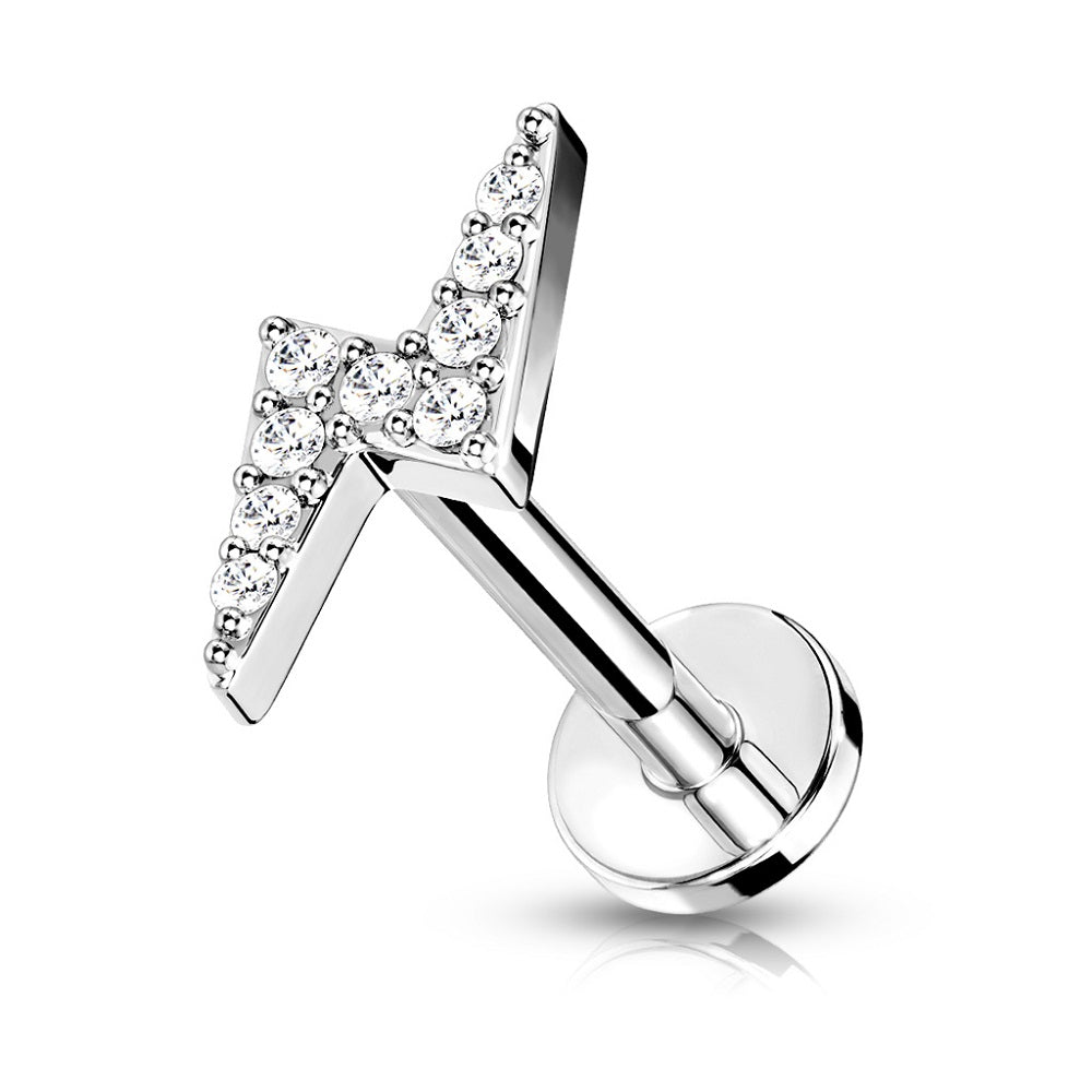 Internally Threaded Triple Marquise CZ Crystal Top Flat Back Lip Cartilage Tragus Stud
- 316L Stainless Steel