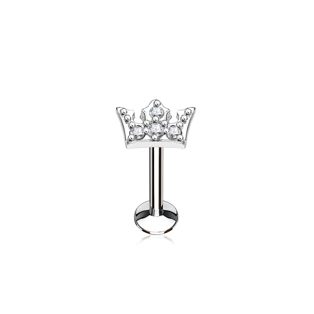 Royal Crown CZ Set Top Internally Threaded Stud - 316L Stainless Steel