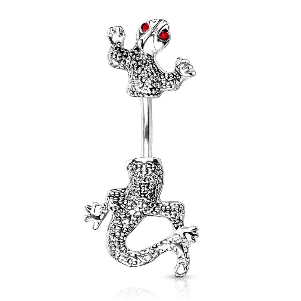 Gemmed Lizard Chameleon Gecko In and Out Belly Button Ring
- 316L Surgical Steel